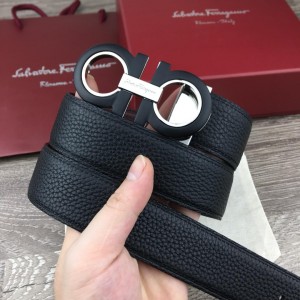 Black Silver Ferragamo buckle belt ASS02078