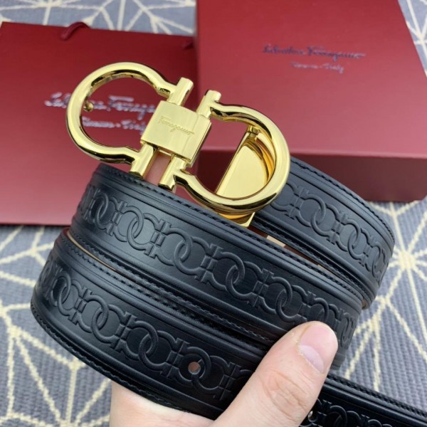 Black Ferragamo Gold buckle belt ASS02086