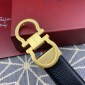 Replica Black Ferragamo Gold buckle belt ASS02087