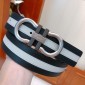 Replica Black & white leather Ferragamo belt ASS02100