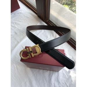 Black Golden Ferragamo buckle belt ASS02121