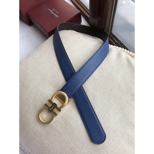 Blue Golden Ferragamo buckle belt ASS02122