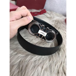 Ferragamo black buckle silver belt ASS02151