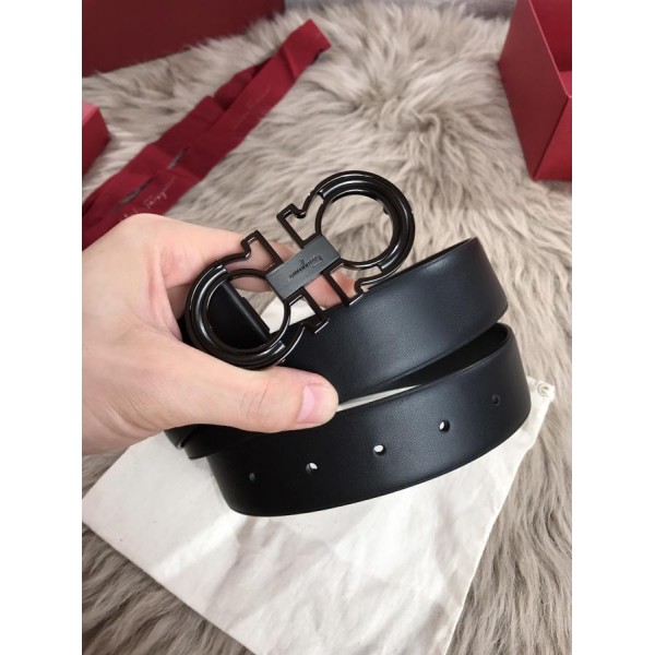 Black Ferragamo silver buckle belt ASS02152