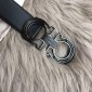 Replica Black Ferragamo silver buckle belt ASS02152