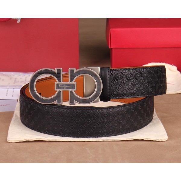 Grey Silver Ferragamo buckle belt ASS02153