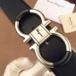 Replica Black Ferragamo Silver buckle belt ASS02155