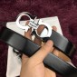 Replica Silver Ferragamo shiny black leather belt ASS02161