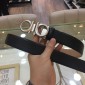 Replica Black leather Ferragamo Silver buckle belt ASS02164