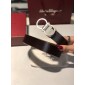 Replica Ferragamo black leather silver belt ASS02190