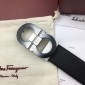 Replica Black leather Ferragamo Silver belt ASS02200