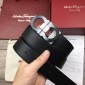 Replica Black leather Ferragamo Silver belt ASS02200