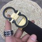 Replica Ferragamo black leather Gold belt ASS02203