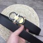 Replica Ferragamo black leather Gold belt ASS02203