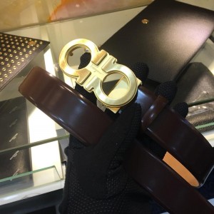 Gold black Ferragamo buckle belt ASS02204