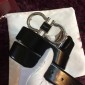 Replica Silver Black leather Ferragamo buckle belt ASS02211