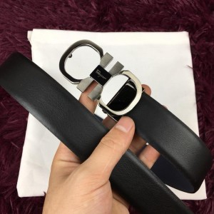 Silver black Ferragamo belt ASS02217