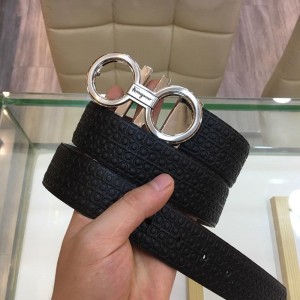 Black Silver Ferragamo buckle belt ASS02223