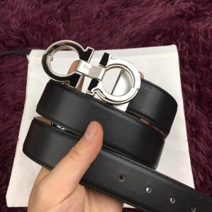 Ferragamo Silver black belt ASS02234