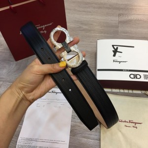 Ferragamo Silver Black belt ASS02249