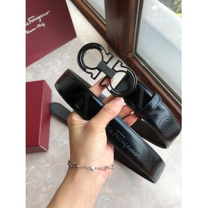 Black Ferragamo Silver belt ASS02257