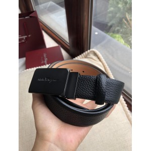 Salvatore Black Ferragamo Gold buckle belt ASS02269