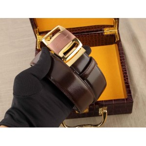 Salvatore Brown Ferragamo Gold buckle belt ASS02270