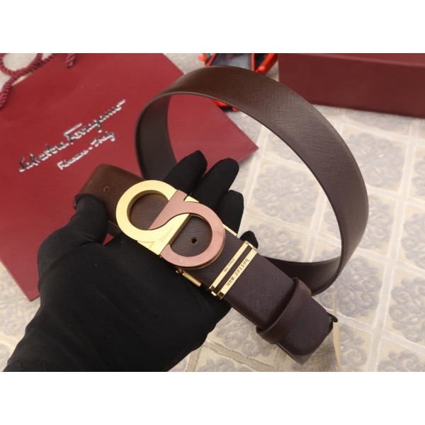 Ferragamo Brown Double Gancio buckle belt ASS02274