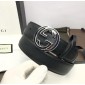 Replica Black Interlocking Gucci Silver Buckle belt ASS02305