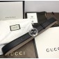 Replica Black Interlocking Gucci Silver Buckle belt ASS02305