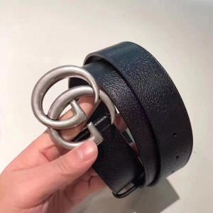 Black Leather Gucci Silver Buckle belt ASS02306