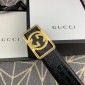 Replica Gucci Gold Buckle black leather Belt  ASS02311