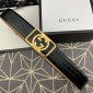 Replica Gucci Gold Buckle black leather Belt  ASS02311