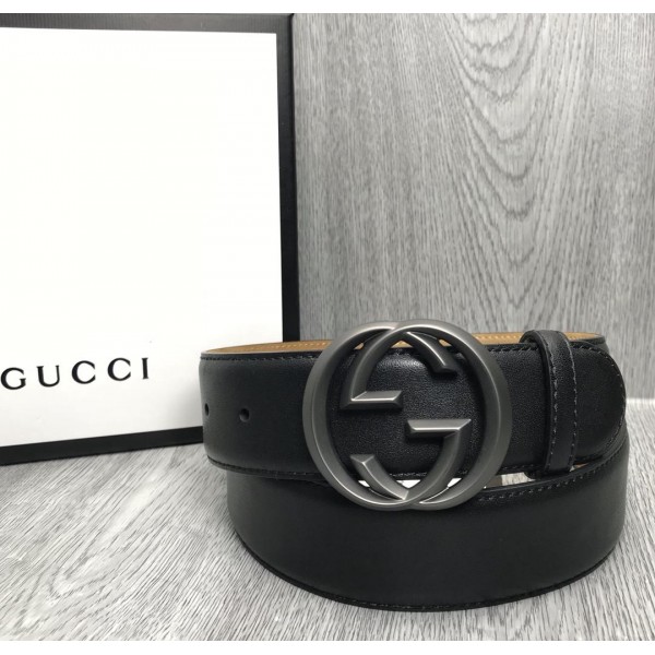 Interlocking G Gucci black buckle belt ASS02334