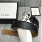 Replica Interlocking G Gucci black buckle silver belt ASS02335