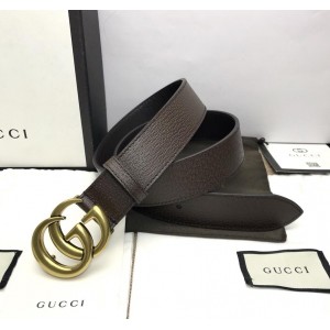 Gucci Brown leather Double G Gold Buckle belt ASS02341