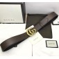 Replica Gucci Brown leather Double G Gold Buckle belt ASS02341