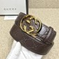 Replica Gucci Brown Interlocked G Gold buckle belt ASS02342