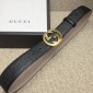 Replica Gucci Black Leather Interlocked G Gold Belt ASS02343