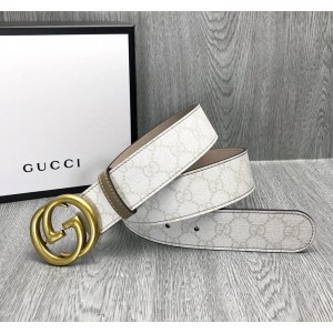 Gucci White leather Gold buckle belt ASS02365