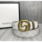 Replica Gucci White leather Gold buckle belt ASS02365