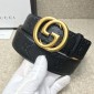 Replica Gucci Interlocking G black leather Gold belt ASS02368