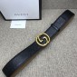 Replica Gucci Interlocking G black leather Gold belt ASS02368