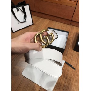 White Leather Gucci Double G buckle belt ASS02375