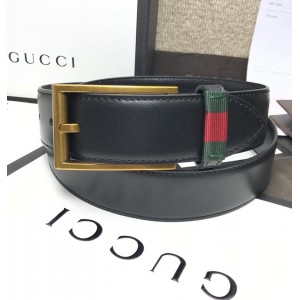 Gucci Black leather G-less buckle belt ASS02386