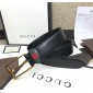 Replica Gucci Black leather G-less buckle belt ASS02386