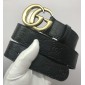 Replica GG Gucci Black leather Gold buckle belt ASS02388