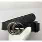 Replica GG Gucci Black Leather Silver buckle belt ASS02389