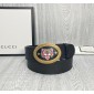 Replica Gucci Black Leather Feline Gold Buckle belt ASS02390