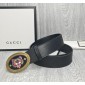 Replica Gucci Black Leather Feline Gold Buckle belt ASS02390